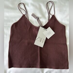NWT Zara Women's Chocolate Ribbed Camisole. Sz M/L. Limitless Contour Collection